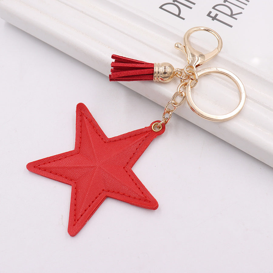 Wholesale Leather Tassel Pentagram Keychain